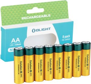 Olight AA Ni-MH Rechargeable Batteries 8-Pack 2100mAh