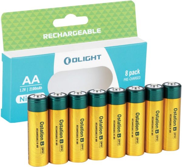 Olight AA Ni-MH Rechargeable Batteries 8-Pack 2100mAh