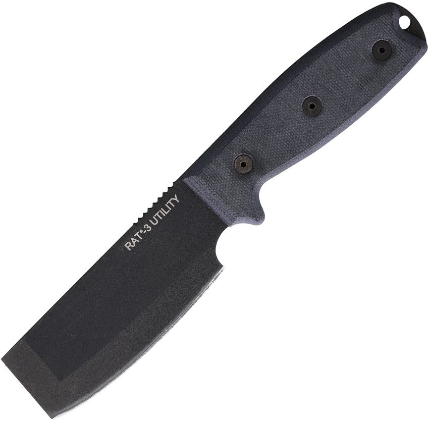 Ontario RAT 3 Utility Fixed Blade Knife 3.5" Black w/ Sheath