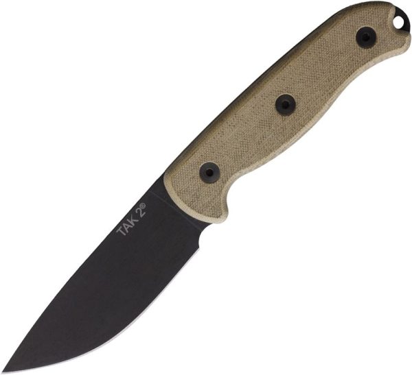 Ontario TAK 2 Fixed Blade 1075HC Steel Black Canvas Micarta