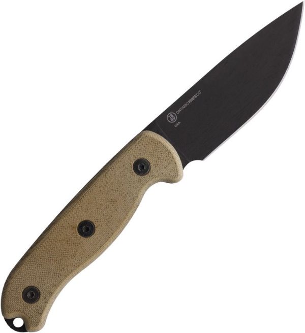Ontario TAK 2 Fixed Blade 1075HC Steel Black Canvas Micarta
