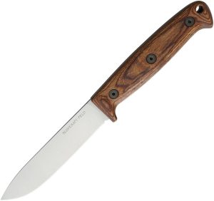 Ontario Bushcraft Field Knife 5" Satin Blade Brown Wood Fixed Blade