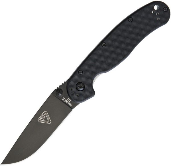 Ontario RAT II Linerlock Folding Knife D2 Black 3in Blade