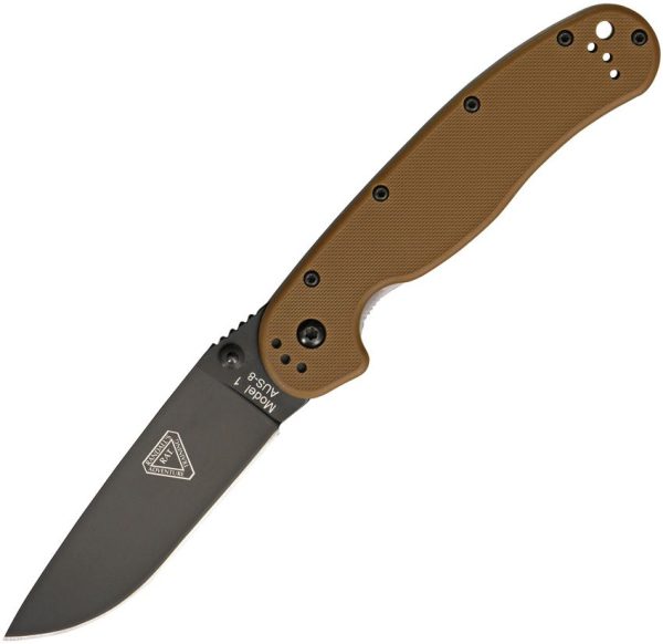Ontario RAT I Folding Knife AUS-8 Black Blade Coyote Brown