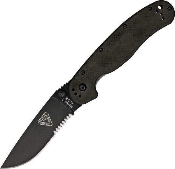 Ontario RAT I Folding Knife 3.5" AUS-8 Black Serrated