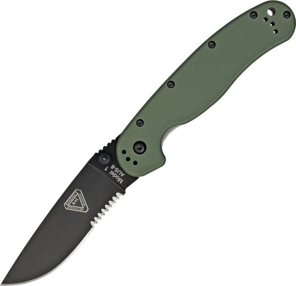 Ontario RAT I Folding Knife 3.5" AUS-8 OD Green Nylon
