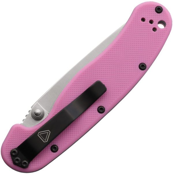Ontario RAT II Linerlock Folding Knife Pink Nylon AUS-8