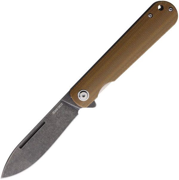 Ontario Ischua Creek Linerlock - Brown Canvas Micarta