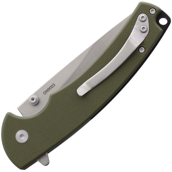 Ontario PFC01 Button Lock - OD Green G10 Handle