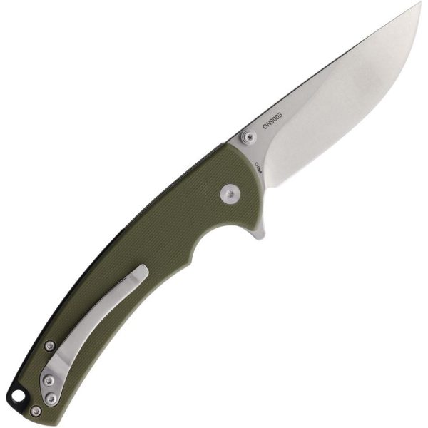 Ontario PFC01 Button Lock - OD Green G10 Handle