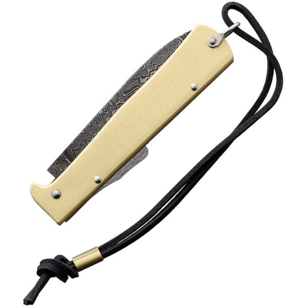 Otter-Messer Mercator Brass Lockback Damascus Folding Knife
