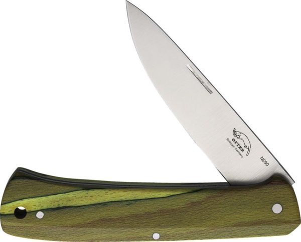 Otter-Messer Finn Folder - Green Wood Handle