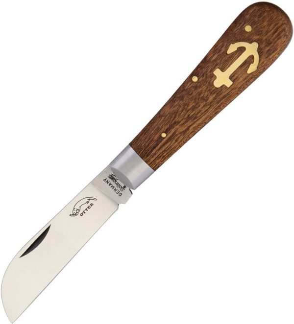 Otter-Messer Small Anchor Folding Knife Carbon Steel Sapeli Wood