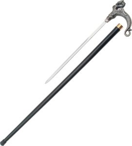Pakistan Dragon Sword Cane - 34in Antique Silver Handle