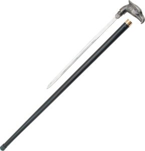 Pakistan Eagle Sword Cane - 34in Antique Silver Cast Handle