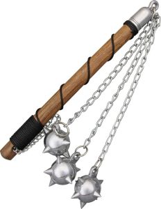 Pakistan Three Ball Mace - 16.5in Black Cord Wrapped