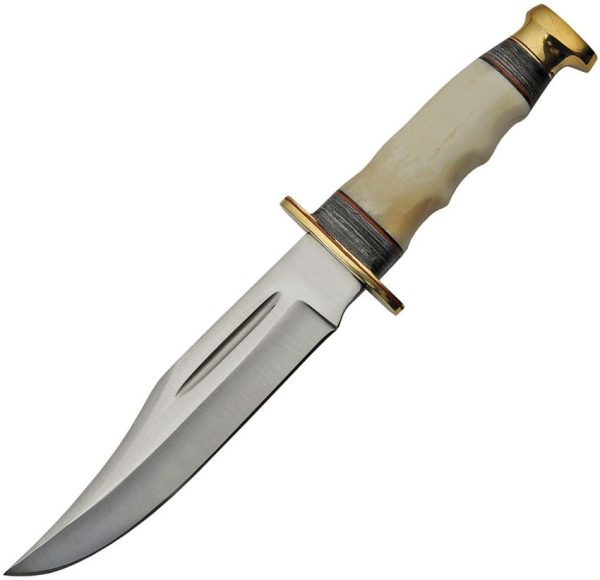 Pakistan Bowie Bone Handle Fixed Blade Knife - 6.25in