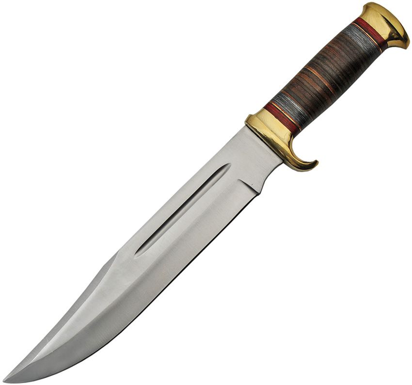 Pakistan 11" Stainless Bowie with Leather Pakkawood Handle and Sheath