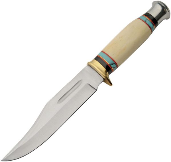 PA203450TR.jpg Rite Edge Silver Day Fixed Blade - Bone & Turquoise Handle