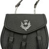 China Made Thistle Sporran Black Leather Silver Emblem