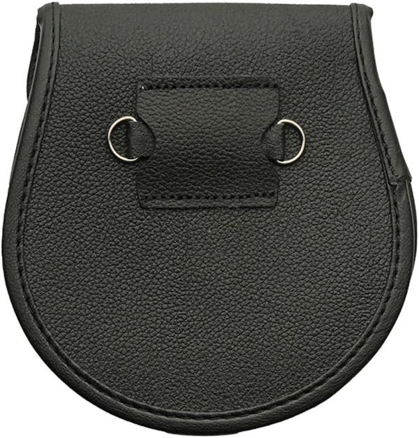 China Made Thistle Sporran Black Leather Silver Emblem