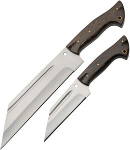Pakistan Dual Seax Set - Satin Stainless, Wood Handle