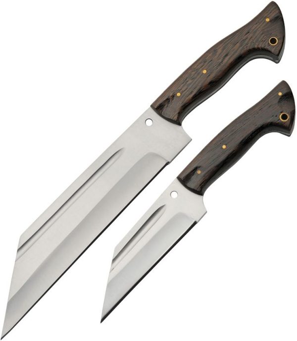 Pakistan Dual Seax Set - Satin Stainless, Wood Handle