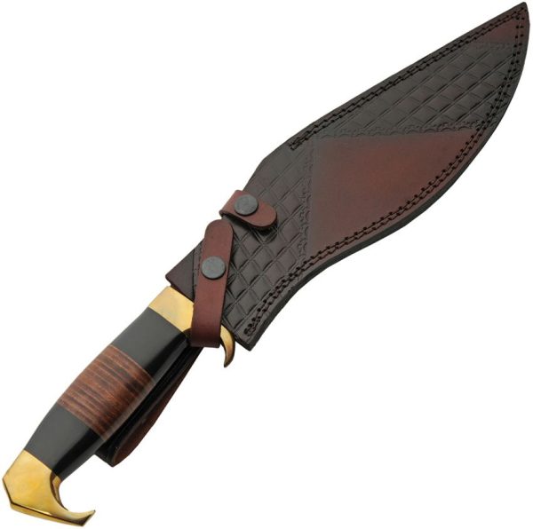 Pakistan Kukri Style Bowie Fixed Blade Knife Leather Handle