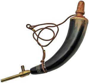 Pakistan Powder Horn Brass Tap - Leather Strap 15 inches