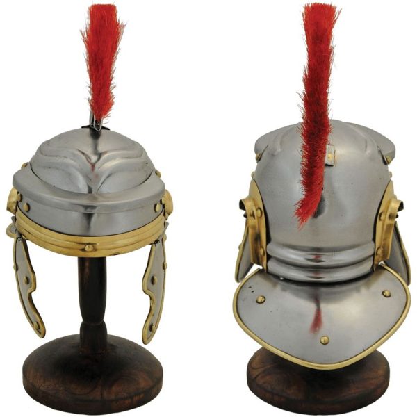 PA230973_add_02.jpg India Made Roman Helmet w/ Wooden Stand Display