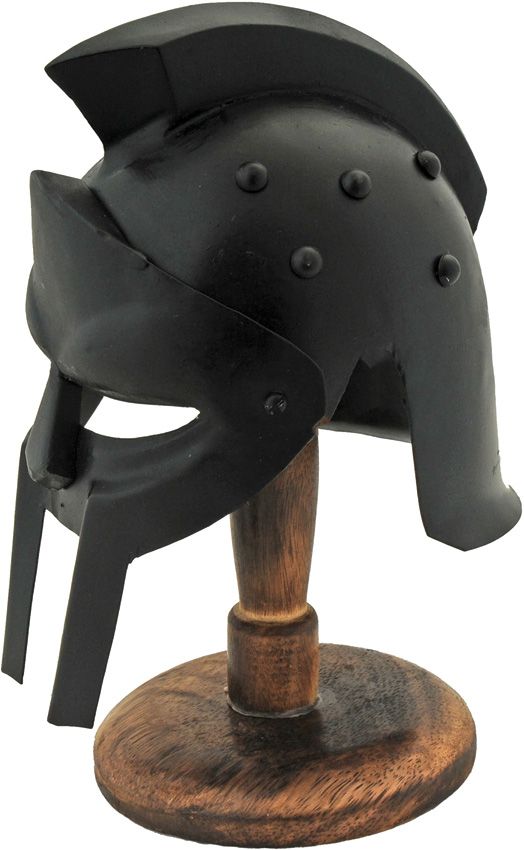 India Made Mini Gladiator Helmet - Black with Stand