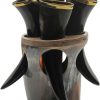 India Made Viking Horn Set w Stand - 4 Pack Brass Trim