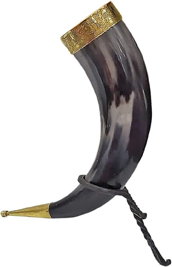 PA230992_add_01.jpg India Made Fancy Viking Horn - Natural Horn Brass Trim