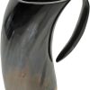 India Made Viking Horn Tankard - Wooden Base 500mL