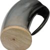 India Made Viking Horn Tankard - Wooden Base 500mL