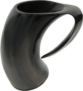 India Made Viking Horn Stein - Polished Buffalo Resin Base