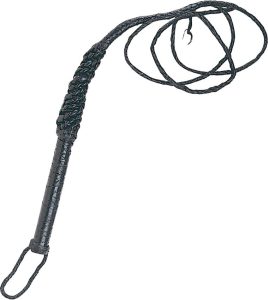 Pakistan Authentic Leather Bull Whip - Black Braided