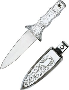 Pakistan Metal Boot Knife - Silver Plated Handle