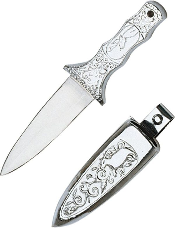 Pakistan Metal Boot Knife - Silver Plated Handle