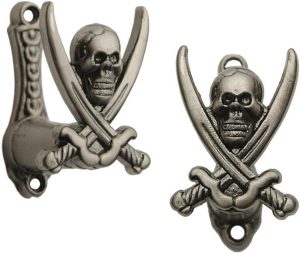 Pakistan Pirate Sword Hanger Set - Nickel Wall Mount