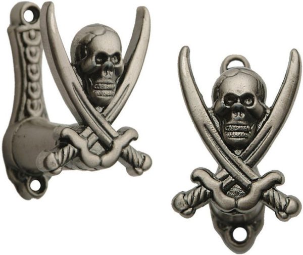 Pakistan Pirate Sword Hanger Set - Nickel Wall Mount