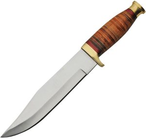 Pakistan Bowie Stacked Leather - 12 inches Satin Blade