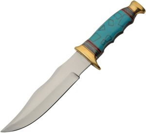 Pakistan Resin Turquoise Bowie - 7.25 inches Satin Blade
