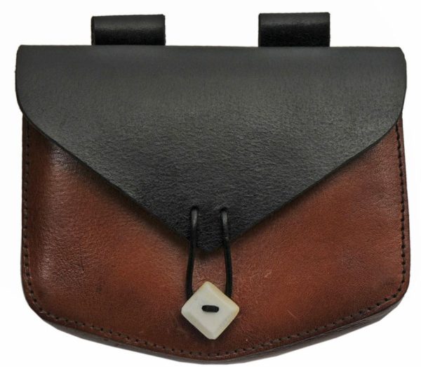 Pakistan Medieval Belt Bag Bone Button - Black/Brown