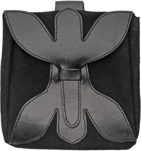 Pakistan Large Medieval Pouch - Black Suede Leather