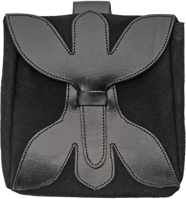 Pakistan Large Medieval Pouch - Black Suede Leather