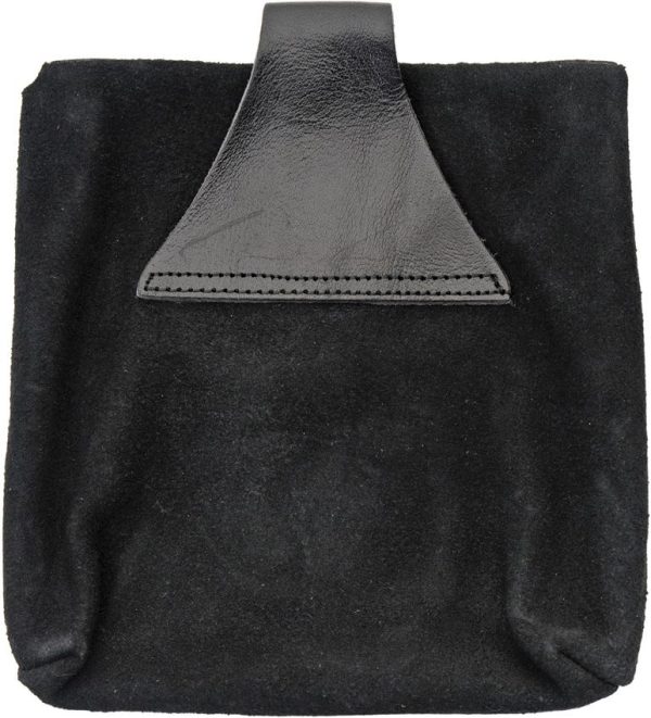 Pakistan Large Medieval Pouch - Black Suede Leather