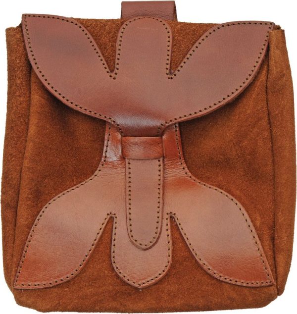 Pakistan Large Medieval Pouch - Brown Suede Leather