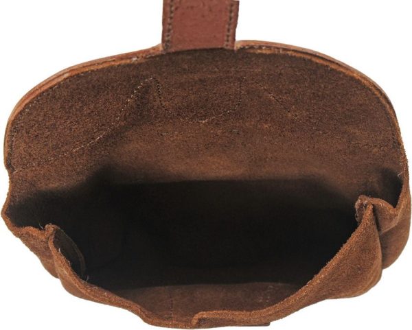 Pakistan Large Medieval Pouch - Brown Suede Leather
