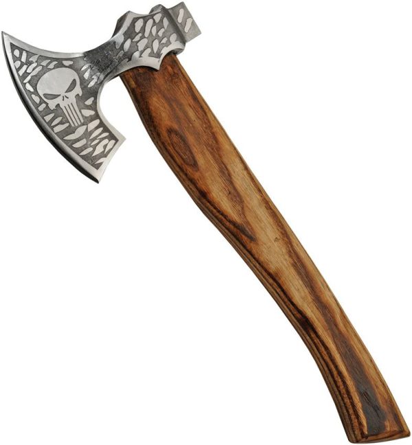 PA882459.jpg Pakistan Skull Broad Axe Fixed Blade Ash Wood Handle Sheath
